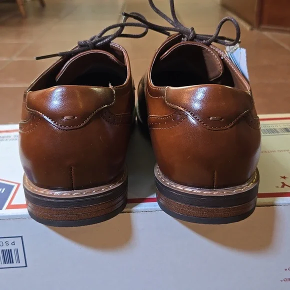 Nunn Bush Men's Centro Fles Plain Toe Oxford Cognac Leather Synthetic Size 9.5W - Picture 5 of 10